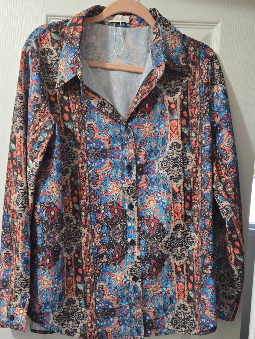 Women's Long-Sleeve Paisley Print Shirt - Blue Multi